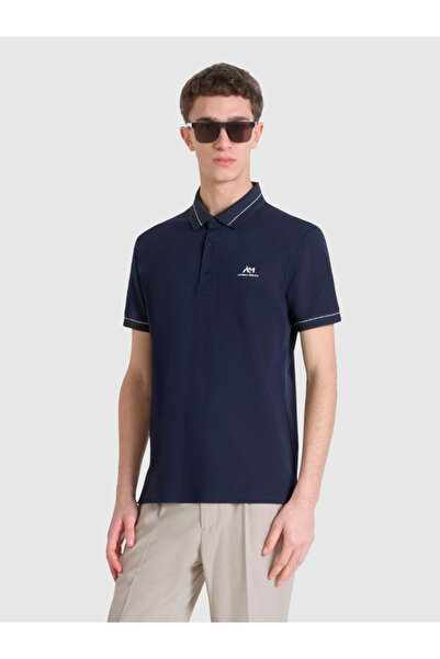 Antony Morato Tricou polo barbati bleumarin din bumbac moale,