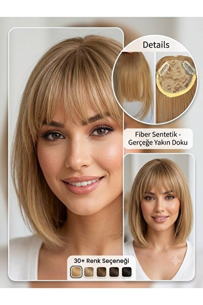 Suzan Peruk İnce Perçem ön Kahkül fiber saç-Tak çıkart çıtçıtlı Perçem