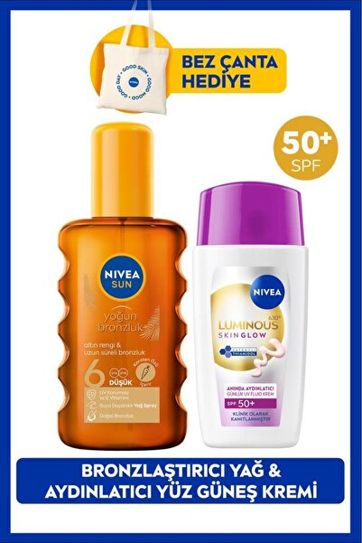 NIVEA SPF50+ Luminous630 Skin Glow Güneş Koruyucu Yüz Kremi ve Bronzlaştırıcı...