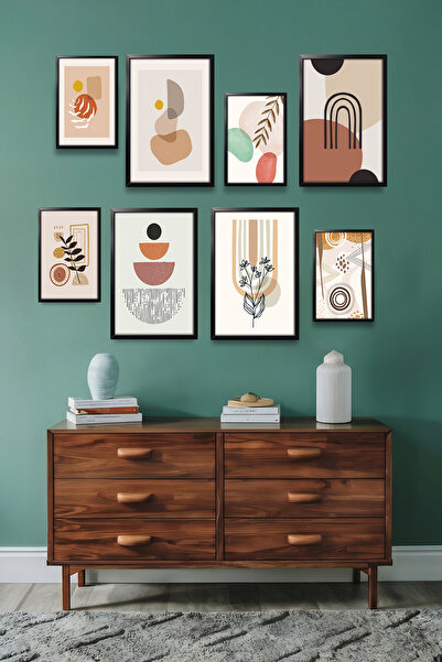 Erfa Concept Çerçeve Görünümlü 8 Parça Mid Century Dekoratif Tablo Kütüphane ...