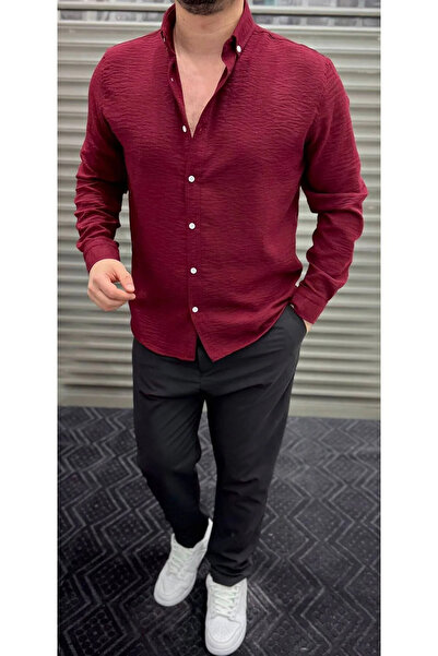 TRENDNATUREL Doraes Oversize Mevsimlik Keten Dokulu Bol Kalıp Uzun Kollu Raha...