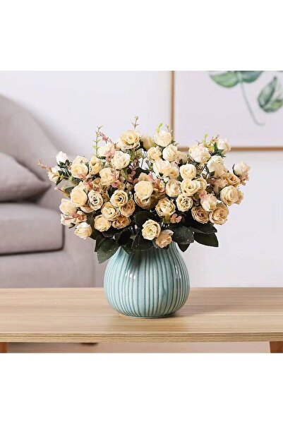 Choice1 WHITE 7 Forks 21 Heads Artificial Flowers Silk Rose High Quality Vale...