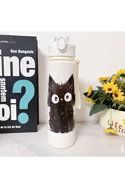 Choice3 0.75L A 750ml Black Cat Cartoon Water Bottle BPA-Free Outdoor Travel ...