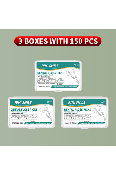 Choice4 3 علب تحتوي على 150 قطعة من خيط تنظيف الأسنان مع حامل خيط تنظيف الأسن...