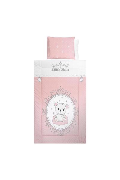 LORELLİ 4-piece bed linen Top Bottom Set , ranforce Cotton , Little Bear Pink