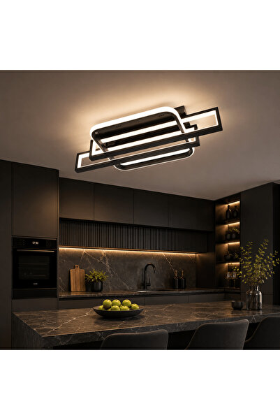 LedCorp Candelabru LED Geometrie 122W Negru cu Telecomandă, Reglabil, 3 Tipur...