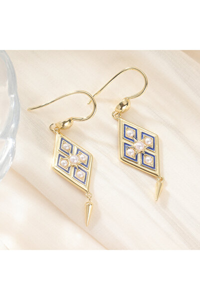 Choice A795-1 Elegant Fashion Rhombus Enamel Drop Earrings Retro Temperament ...