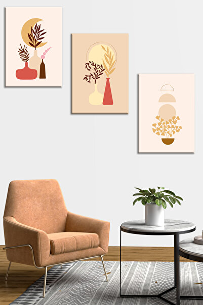 Tilki Dünyası Set de 3 tablouri boeme din pânză 13 - Decor de perete modern î...