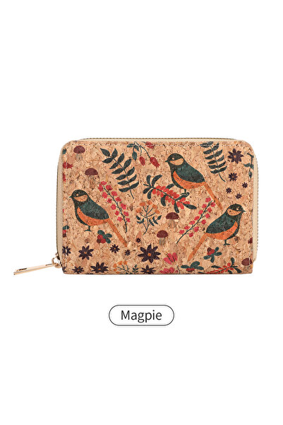 Choice5 QB399-Magpie Retro Printed Women's Short Wallet Zipper Portable PU Le...