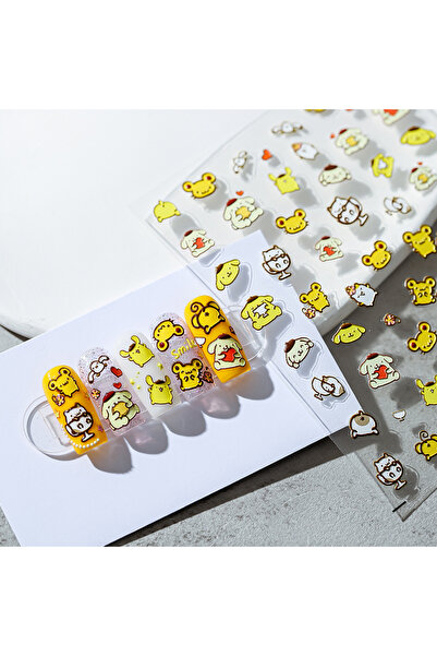 Choice7 DP-033 1PCS 5D Embossed Hello Kitty Pom Pom Purin Nail Stickers Sanri...