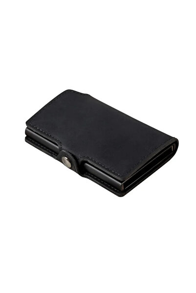 choice2 Black Men's Slim Premium Genuine Leather Pop Up Card Holder RFID Bloc...