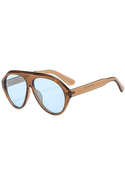 Choice7 brown Vintage Oversized Flat Top Oval Sunglasses Women Brand Designer...