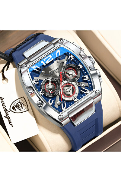 Choice1 9051 Silver Blue Luxury Men's Watches Luminous Waterproof Silicone Da...