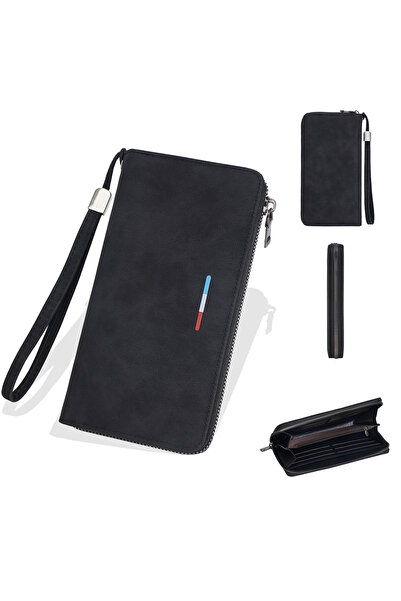 choice2 Black New Men's Long Wallet Zipper Design Multi-Card Slots Large Capa...