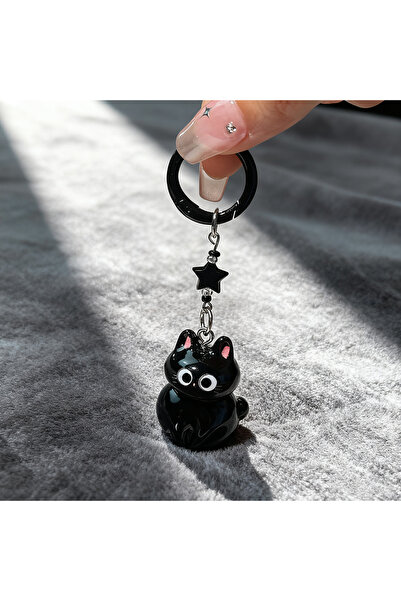 Choice1 Squat Noter New Cute Black Cat Keychain Unisex Car Backpack Bag Charm...