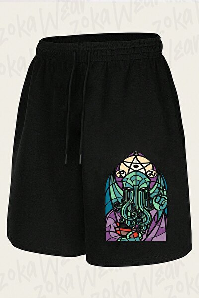 ZOKAWEAR Unisex Cthulhu crkveni vitražni kosmički horor dizajn šortsa sa printom