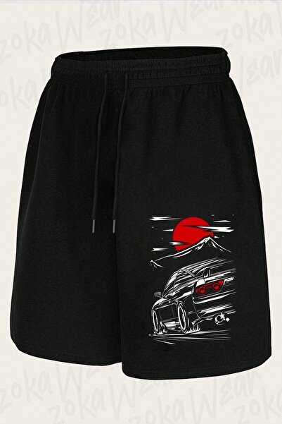 ZOKAWEAR شورت مطبوع بتصميم نيسان سيلفيا S13 للجنسين