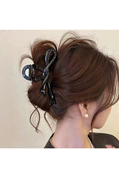 Choice A black 13cm Acrylic Ribbon Bow Hair Claws Crab Hair Clips Glossy Barr...
