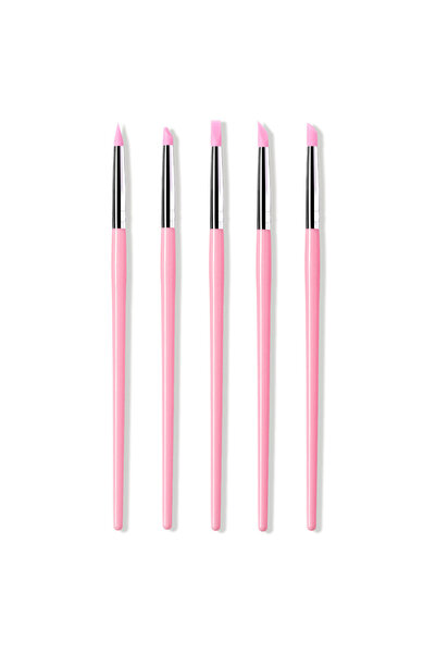 Choice Pink 5Pcs White Silicone Nail Art Pen Set, Multi-functional for Sticke...