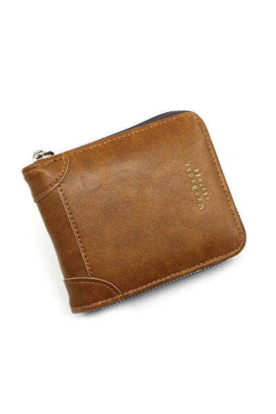 choice2 Brown Zipper Vintage Small Short Wallets for Men Male Coin Pocket Car...