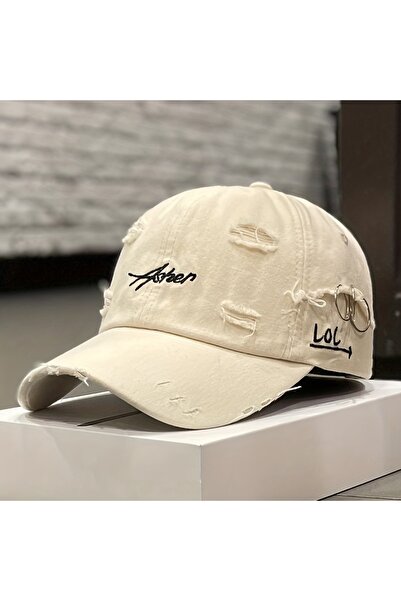 Choice Adjustable Beige Retro perforated duckbill cap for men and women in sp...
