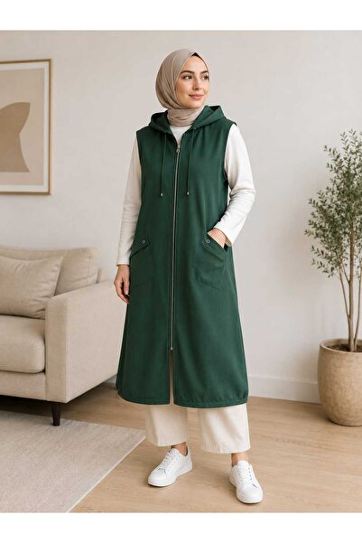 bubiee baby Aerobin Women's Hooded Zippered Long Vest with Pockets, Comfortab...