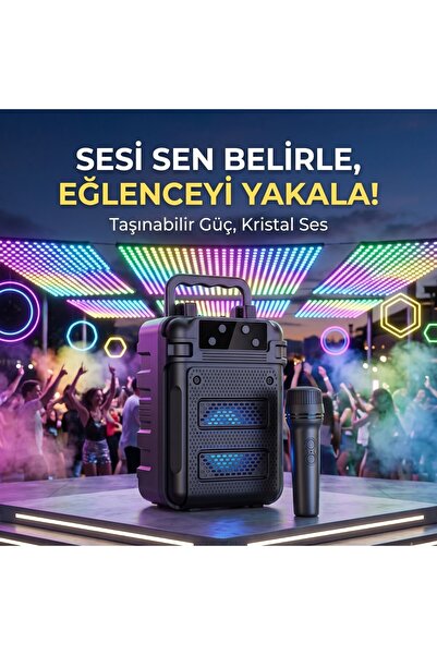wiks Kompakt Kablosuz Hoparlör ve Mikrofon - Parti, Kamp ve Ev İçin Pratik Mü...