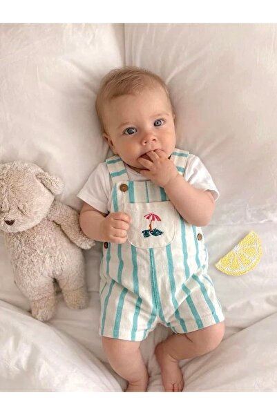 NUNU BABY Beach Çizgili Salopet Takım