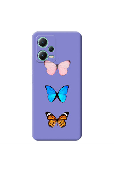 Other Xiaomi Redmi Note 12 Pro 5G Triple Butterfly Purple Colored Silicone TP...