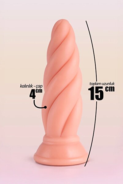 Sensvia Spiral Tasarımlı Anal Plug 15 Cm Vantuzlu Büyük Boy Anal Yapay Penis Dildo Yumuşak Dokulu Kalın Anal Genişletici