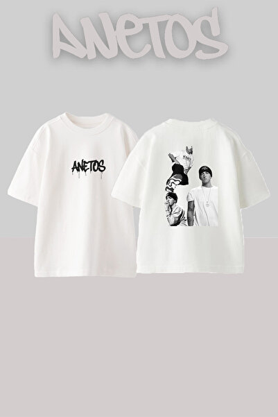 Anetos Eminem_78 Design Printed Oversize White T-Shirt