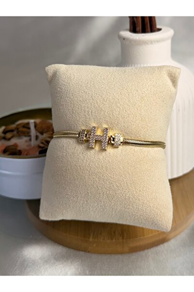 ANKA JEWELLRY H Letter Detail Zircon Stone Women's Steel Bracelet