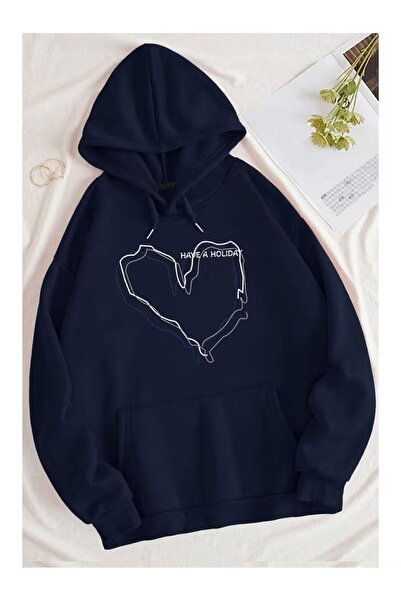 ZİYMO Women's Hooded Printed Relaxed Fit Sweatshirt