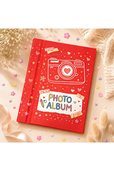 Nobbystar Red Photo Album Patterned Magnetic Photo Album Hard Cover 30 Pages ...