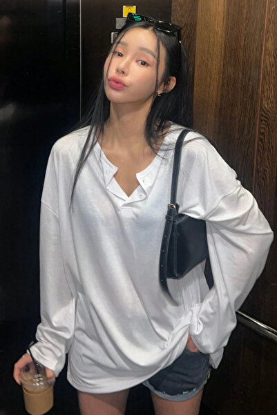 COOL TARZ Women's Oversize Flared Long Sleeve Basic T-Shirt 100% Cotton Comfo...