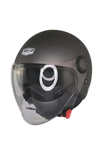 kuzey motor FR-612 MAT GRİ YARIM KASK (GÜNEŞ VİZÖRLÜ)