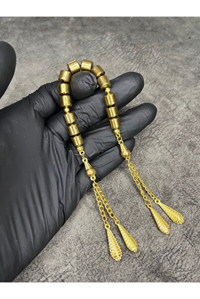 Mos Tespih Zaza Sallamalık Gold Hematit Mărgele de rugăciune din piatră natur...