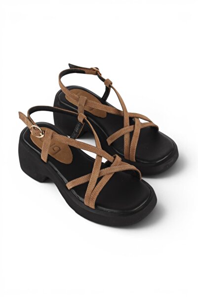 luuq shoes Delori̇n Genuine Leather Strap Thick Sole Women's Daily Sandals