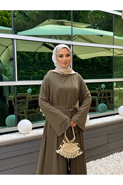 zahen neva 3 lü pantolonlu abaya takımı pantolon sıfır kol elbise ve abaya