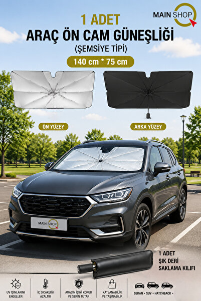 MAİN SHOP Suv Vehicle Compatible Umbrella Type Foldable Car Windshield Sunsha...