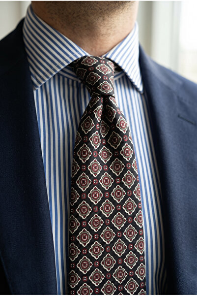 CROATE Luxury Microfiber Men's Tie |   Special Weaving |   Black Italian Pattern
