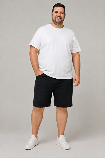 Denim Black Men's Denim Shorts Lycra Classic Cut Large Size Jean Shorts