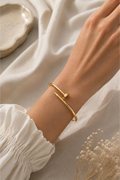 Adata Jewelry Çivi Altın Kaplama Kadın Kelepçe Bileklik Gold Renk