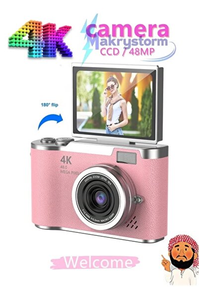 Generic كاميرا رقمية محمولة للطلاب بدقة 48 ميجابكسل وتكبير رقمي CCD بدقة 4K و...