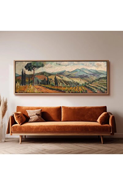 dekorodam Ahşap Çerçeveli Panoramik Oturma Odası Salon Tablosu