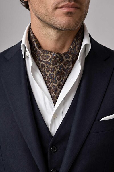 Kravatkolik Multi Color Shawl Pattern Italian Silk Ascot Tie Sac142