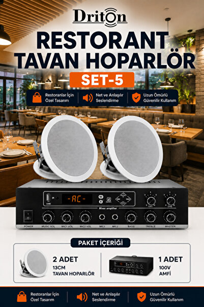 DRİTON RESTORANT 2'Lİ 13CM BEYAZ TAVAN HOPARLÖR SET-5