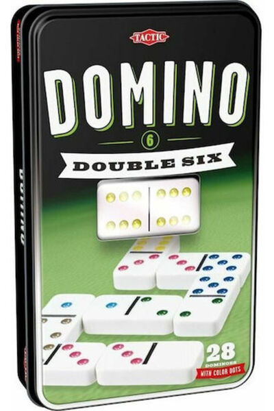 TACTIC Joc de societate Domino Double Six pentru 2 jucători, 5+ ani