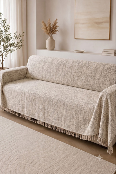 Miabella Home Tasseled Non-Slip Sofa Cover 160 X 230 cm Sofa Bed Shawl Sofa C...