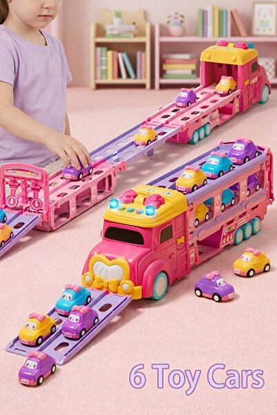 Generic 7 Pcs Abs Folding Race Track Truck Launcher Car Transporter Set Princ...